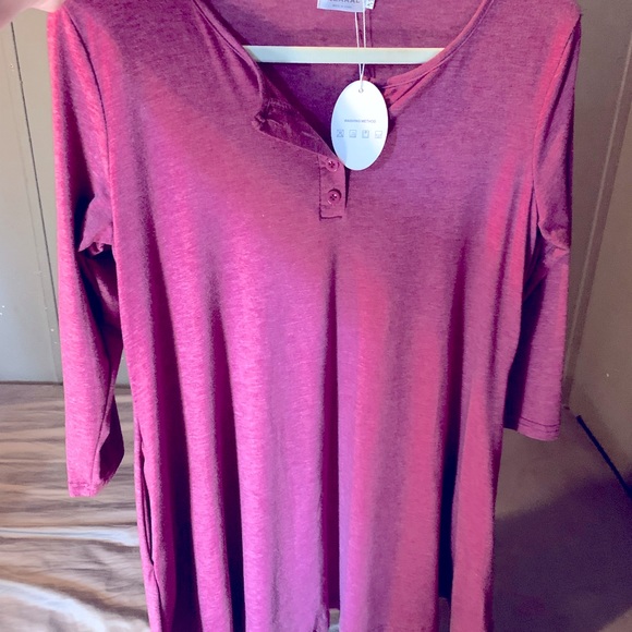 Short purple dress with pockets - Picture 1 of 3